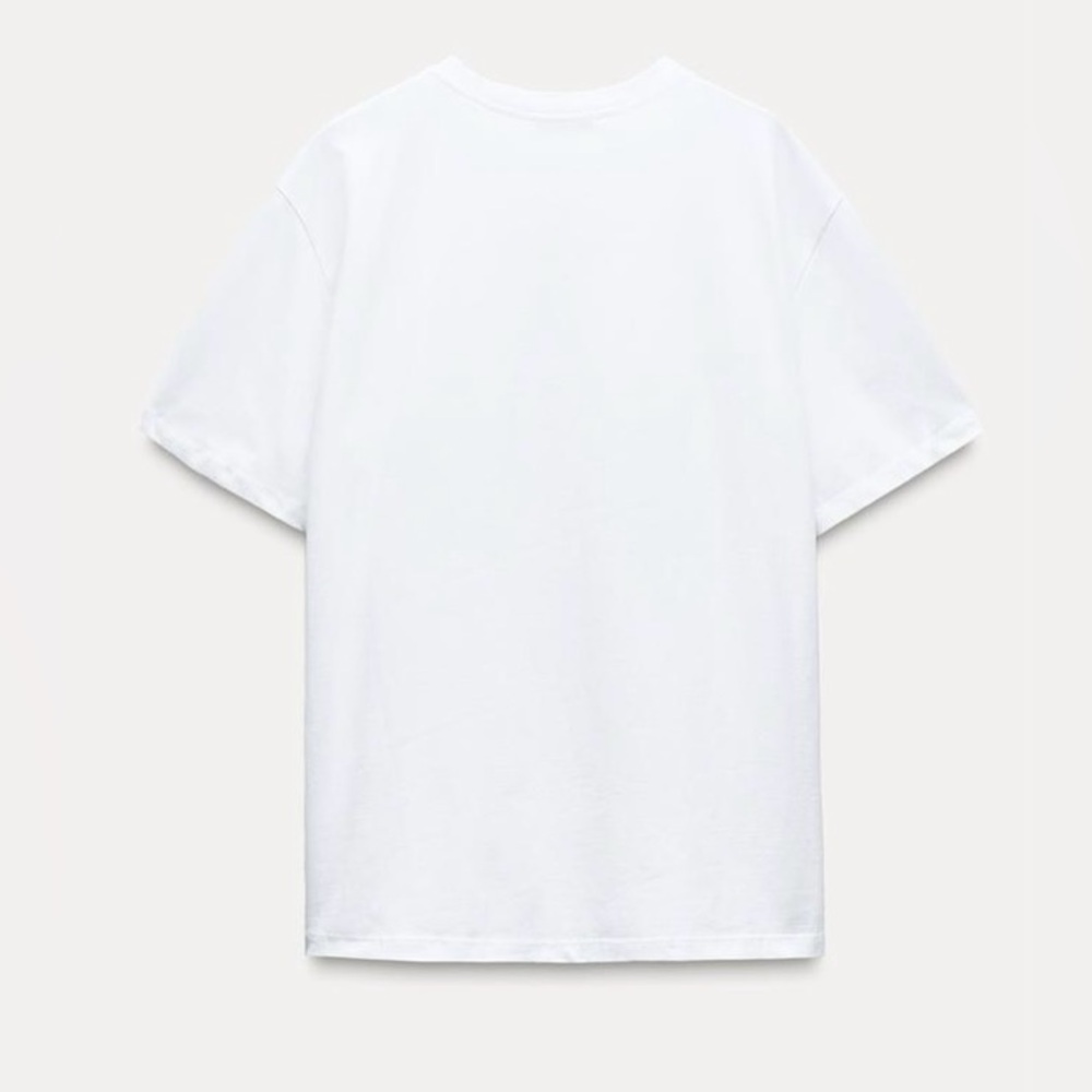 Zara Silver Metallic Floral Foil White T-shirt | Short Sleeves | XL | NWT - Picture 6 of 15